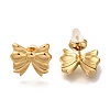 304 Stainless Steel Bowknot Stud Earrings EJEW-Z077-01G-2