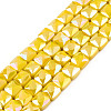 Electroplate Opaque Solid Color Glass Beads Strands EGLA-N002-42-03-1