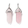 Natural Rose Quartz Pointed Pendants G-K329-52P-3