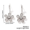 Shiny Flower Brass Clear Cubic Zirconia Stud Earrings for Elegant Western Style Women CS4467-1-1