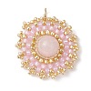 Natural Rose Quartz Flat Round Pendants PALLOY-MZ00135-08-1