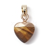 Natural Mixed Gemstone Faceted Heart Charms with Golden Tone Brass Snap on Bails PALLOY-JF02319-3