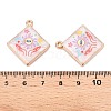 Printed Rack Plating Alloy Enamel Pendants ENAM-T020-05B-3