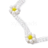 Faceted Rondelle Glass & Glass Seed Anklet AJEW-AN00587-3
