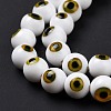 Handmade Evil Eye Lampwork Round Bead Strands LAMP-L055-8mm-29-5