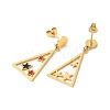 Enamel Triangle with Star Dangle Stud Earrings EJEW-M220-03G-2