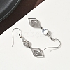 304 Stainless Steel Rhombus Dangle Earrings Hand Polished EJEW-Z129-12G-01-3