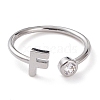 Brass Micro Pave Clear Cubic Zirconia Cuff Rings RJEW-J074-01P-F-1
