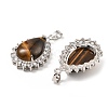 Natural Tiger Eye & Rhinestone Pendants G-K338-31P-09-2