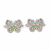 Brass Micro Pave Cubic Zirconia Connector Charms KK-E068-VB405-2