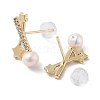 Natural Pearl Star Stud Earrings EJEW-P256-75G-2