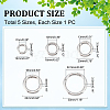 Unicraftale 5Pcs 5 Styles 316 Stainless Steel Spring Gate Rings STAS-UN0049-92-3