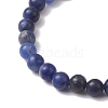 Natural Sodalite Cube & Round Beaded Stretch Bracelets BJEW-JB10807-04-4