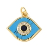 Brass Micro Pave Black Cubic Zirconia & Synthetic Turquoise Pendants CU-CBA6938-01G-02-1