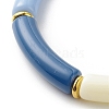 Imitation Jade Acrylic Curved Tube Beaded Stretch Bracelet for Women BJEW-JB08436-01-4
