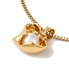 Ion Plating(IP) 304 Stainless Steel & Plastic Imitation Pearl Heart Pendant Necklaces NJEW-K274-05G-1
