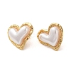 Texture Heart 304 Stainless Steel Stud Earrings EJEW-U003-28G-1