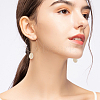 FIBLOOM 2 Pairs 2 Colors Natural Shell Dangle Big Hoop Earrings EJEW-FI0001-19-4