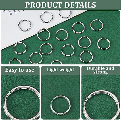 40Pcs 304 Stainless Steel Split Key Rings STAS-CY0001-01B-P-1