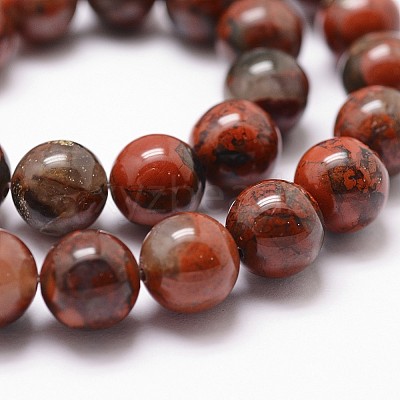 Natural Brecciated Jasper Bead Strands G-G735-35-10mm-1