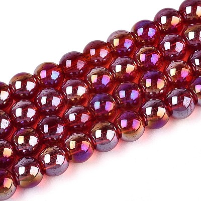 Electroplate Transparent Glass Beads Strands GLAA-T032-T6mm-AB20-1