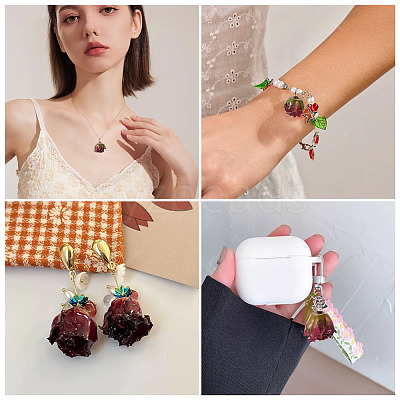 10Pcs Preserved Rose Pendants KY-TA0001-62-1