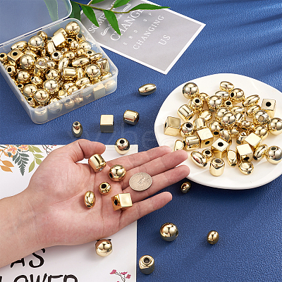 100Pcs 10 Style UV Plating Acrylic European Beads PACR-FW0001-01-1