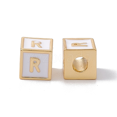 Rack Plating Brass Enamel Beads KK-B060-04G-04R-1