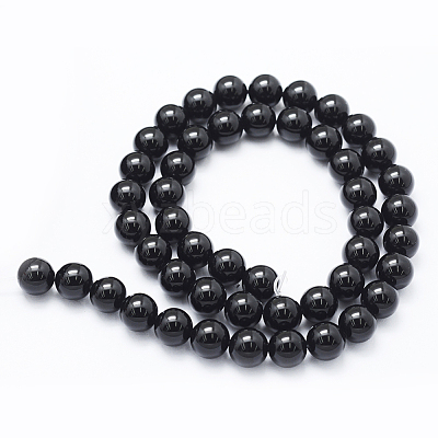 Natural Black Onyx Beads Strands G-E469-08-8mm-1