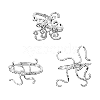  3pcs 3 styles Brass Adjustable Ring Findings FIND-FI0001-06P-1