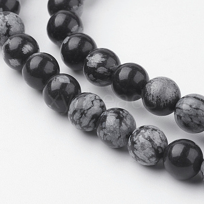 Natural Snowflake Obsidian Bead Strands G-G735-72-6mm-1