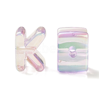 UV Plating Rainbow Iridescent Acrylic Beads OACR-C012-02G-1-1