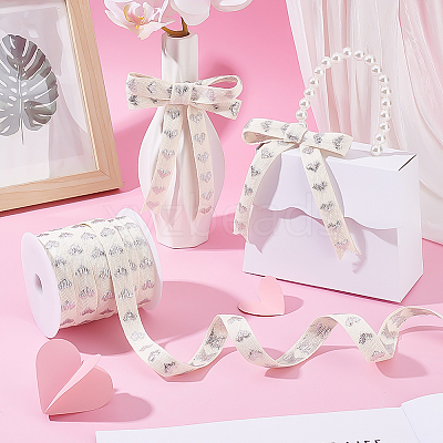 25 Yards Heart Pattern Cotton Ribbons SRIB-BC0001-48C-1