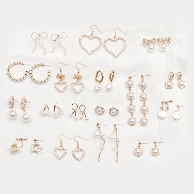 180Pcs 5 Style Glass Imitation Pearl Beads GLAA-AR0001-64-1