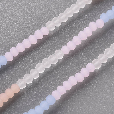 7 Colors Frosted Glass Beads Strands FGLA-T002-01B-1