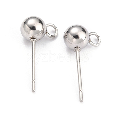 Non-Tarnish 304 Stainless Steel Ball Post Stud Earring Findings STAS-Z035-02P-E-1