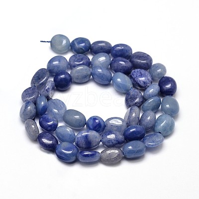 Natural Dyed & Heated Blue Aventurine Smooth Nuggets Beads Strands G-J335-34-1