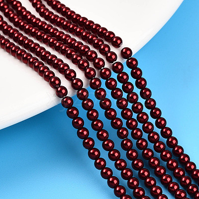 Baking Paint Pearlized Glass Pearl Bead Strands HY-N002-3mm-A13-1