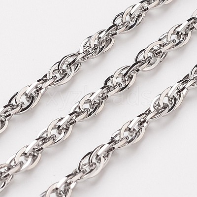 Non-Tarnish 3.28 Feet 304 Stainless Steel Rope Chains X-CHS-K001-17-1
