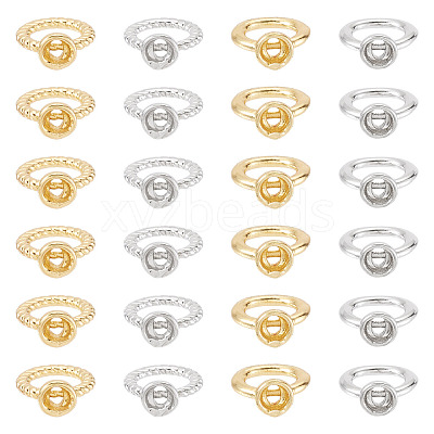 40Pcs 4 Styles Brass Ring Charm Connectors KK-TA0008-86-1