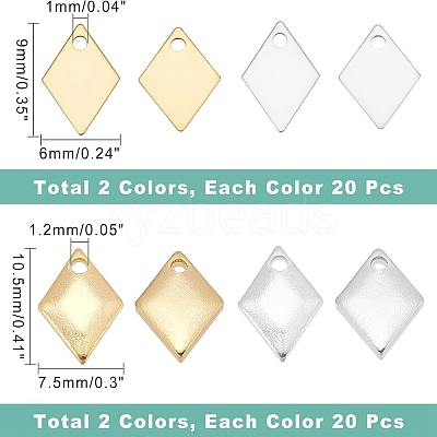 80Pcs 4 Styles Brass Charms KK-FH0003-80-1
