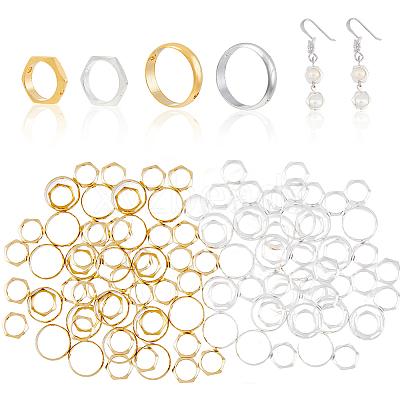 60Pcs 4 Style Brass Beads Frames KK-FH0005-31-1