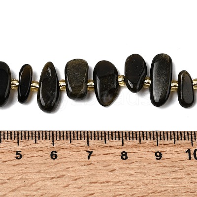 Natural Golden Sheen Obsidian Beads Strands G-L649-A04-01-1