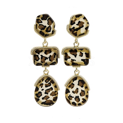 Alloy acrylic Dangle Stud Earrings EJEW-M075-01G-06-1