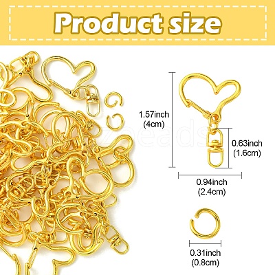 Alloy Heart Lobster Clasps KEYC-YW0001-20G-1