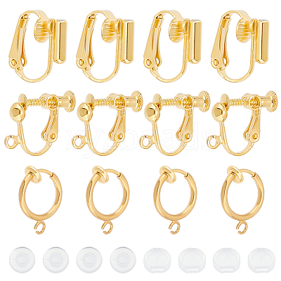18Pcs 3 Style Brass Clip-on Earring Findings FIND-SC0003-96G-1