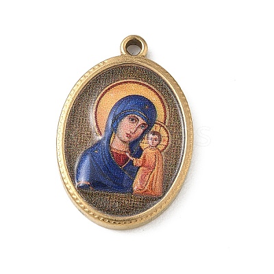 304 Stainless Steel Printed Religion Pendants STAS-G387-03G-09-1