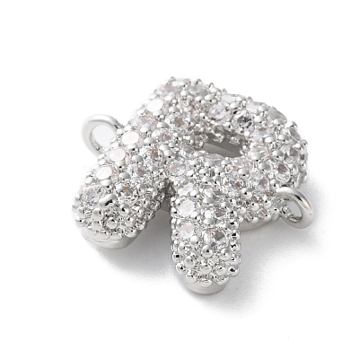 Brass Micro Pave Cubic Zirconia Letter Links KK-I717-04R-P-1
