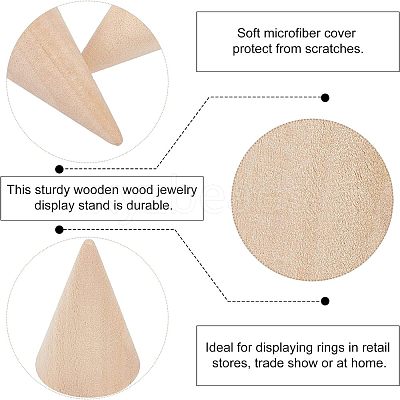 10Pcs 5 Style Wooden Ring Displays RDIS-FG0001-18-1