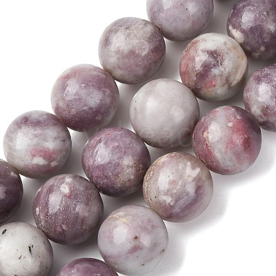 Natural Lepidolite/Purple Mica Stone Beads Strands G-A310-A01-16mm-1